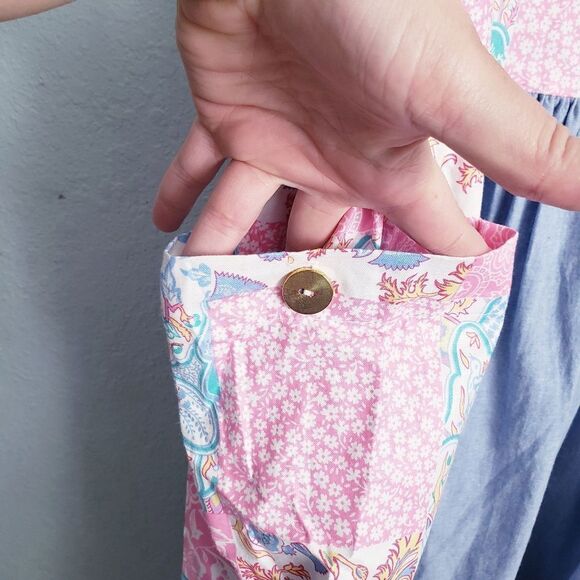 Vintage Blue and Pink Asymmetrical Sundress - Picture 3 of 7